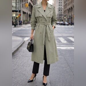 Vtg Together Olive Trench Coat size medium